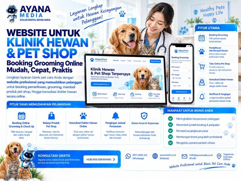 Website untuk Klinik Hewan dan Pet Shop: Cara Pelanggan Pesan Grooming dan Jadwal Dokter Online